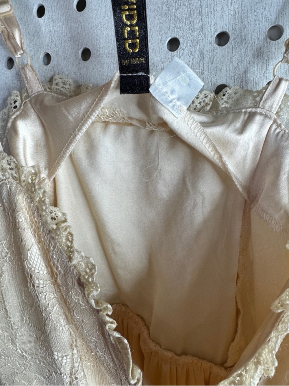 Divided Cream Lace Bodice Chiffon Dress Size 6 Cottagecore Boho Festival - Picture 10 of 12
